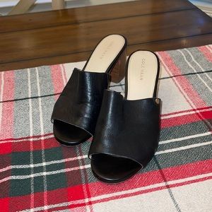 Cole Haan Daina black leather open toe mule size 6